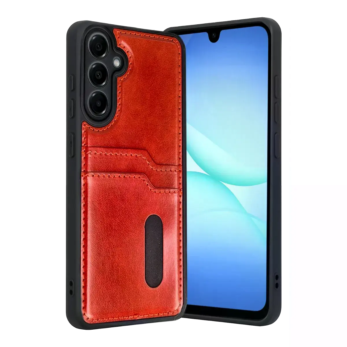 Samsung Galaxy A37 5g Sara Kartvizitli Deri Kılıf - Kırmızı