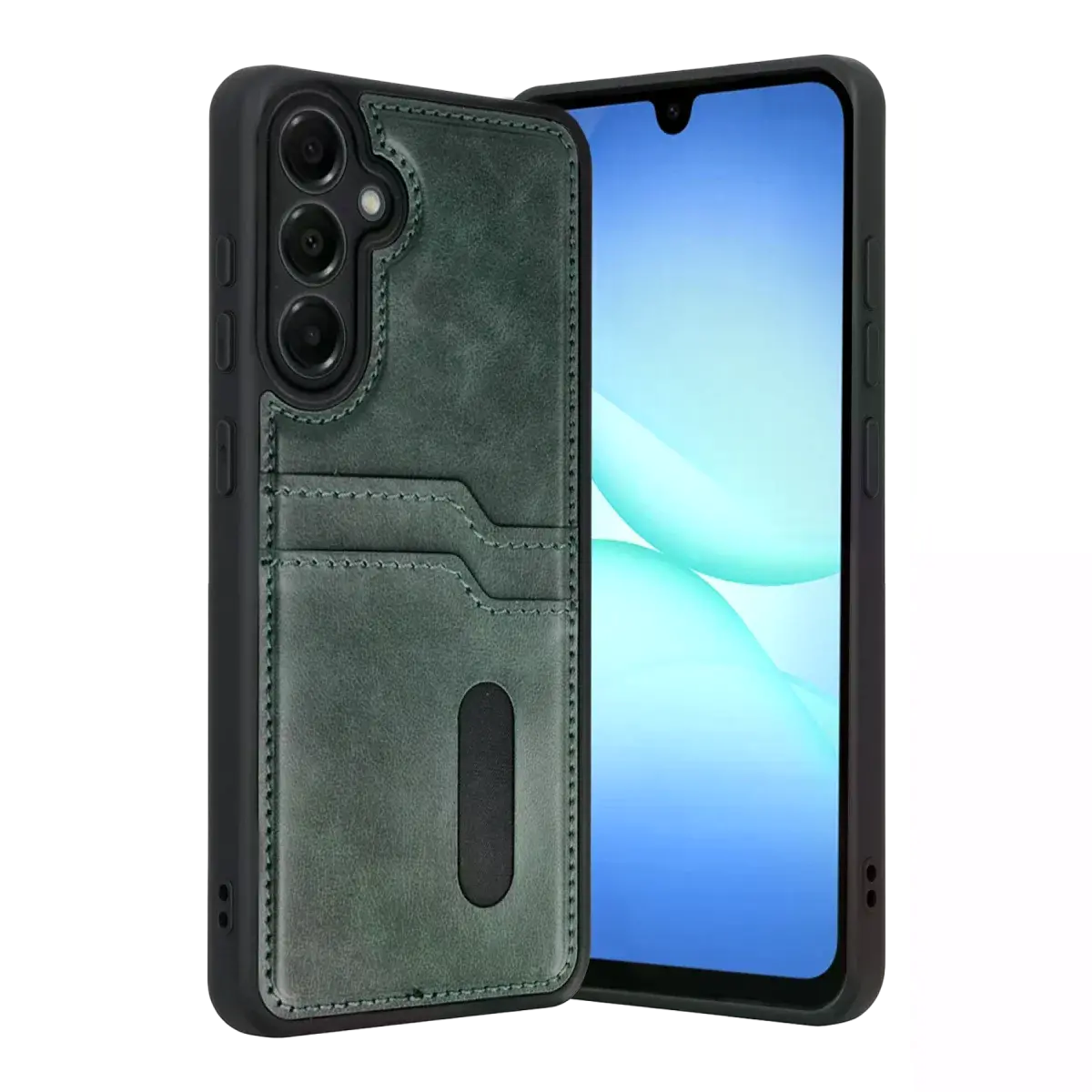 Samsung Galaxy A37 5g Sara Kartvizitli Deri Kılıf - Yeşil