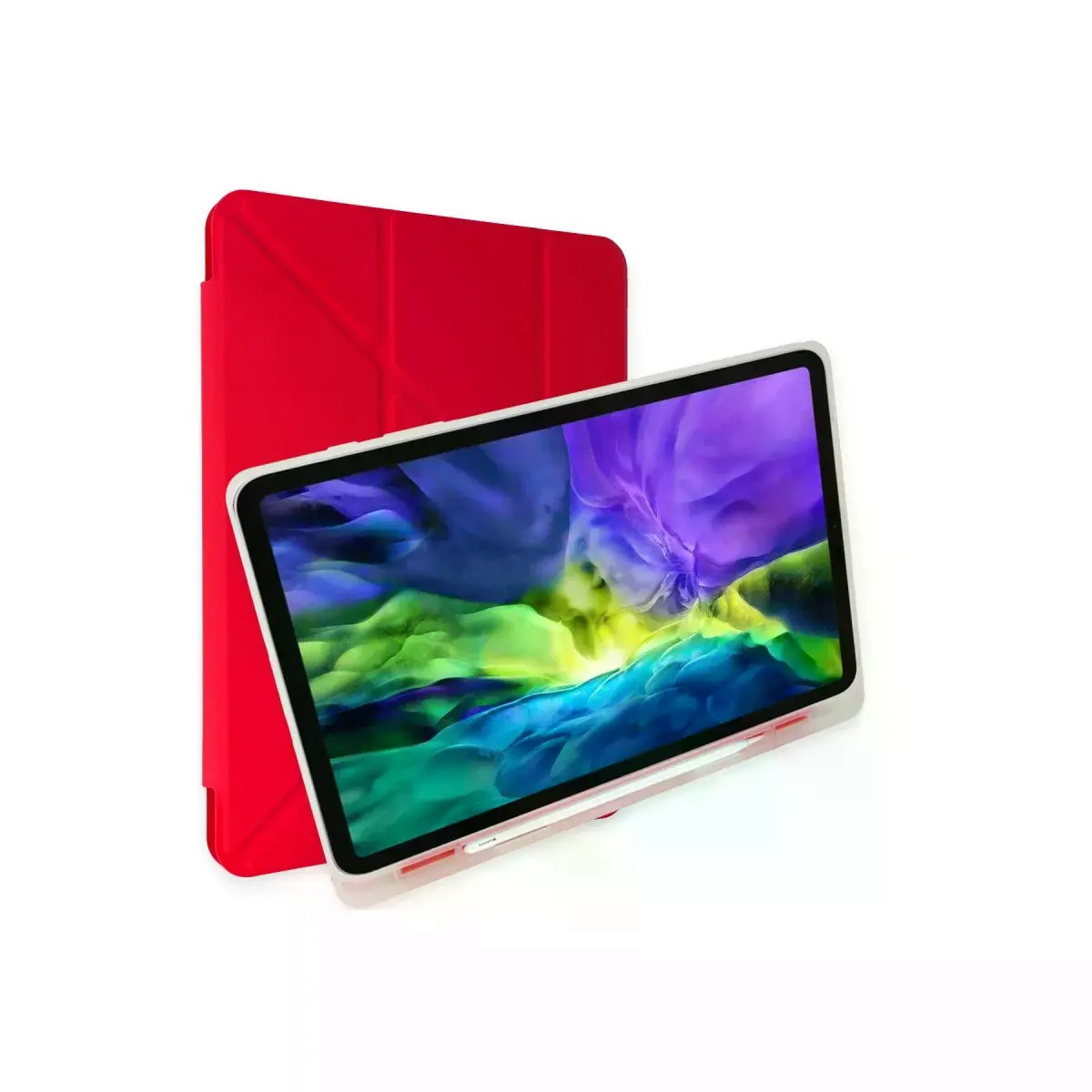 İpad 10.2 (8.nesil) Kılıf Kalemlikli Mars Tablet Kılıfı - Kırmızı