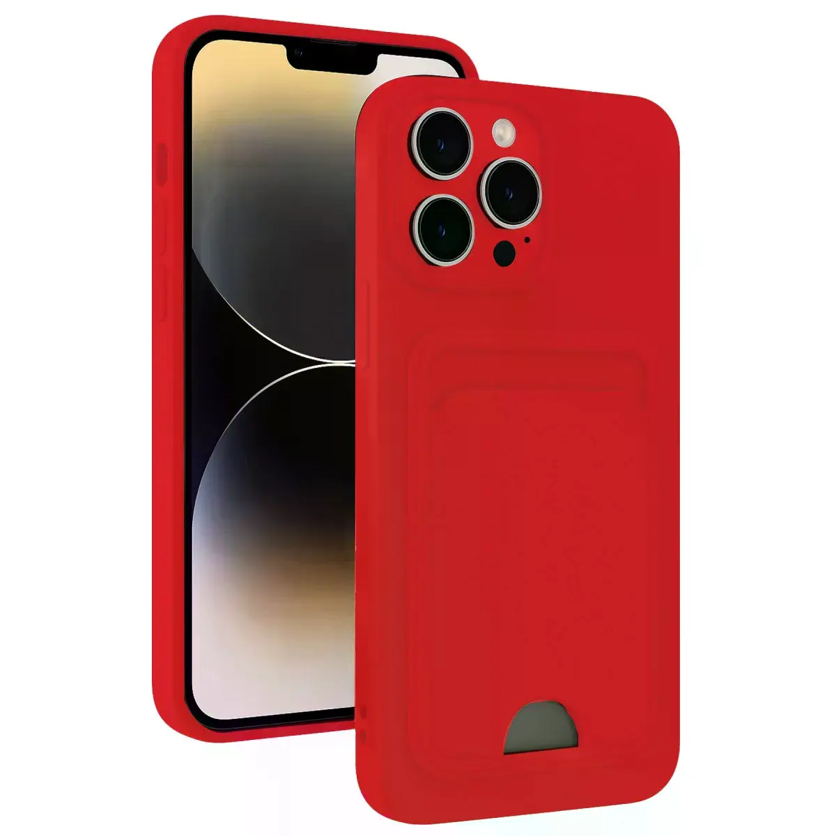 İphone 13 Pro Kılıf Kelvin Kartvizitli Silikon - Kırmızı