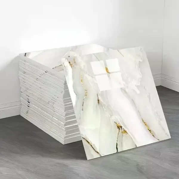 Vinil Beyaz Mermer Desenli Alüminyum Plastik Duvar Sticker (30x30)
