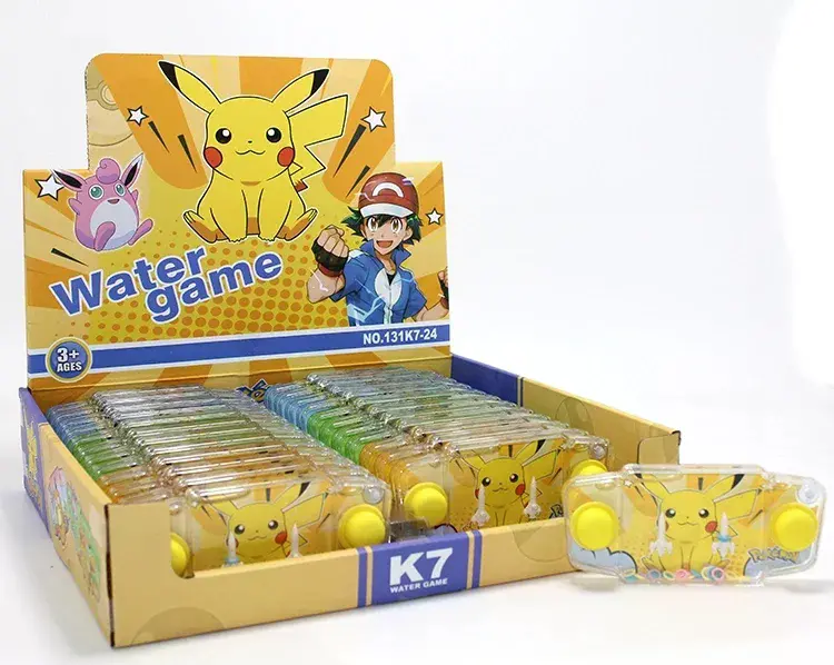 Pikachu Baskılı Sulu Oyun - Şeffaf Gövdeli Dikdörtgen El Konsolu Su Oyunu Alk3990