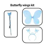 Mavi Kelebek Erkek-Kız Seti – 50 cm Kelebek Kanadı, Taç ve Asa-2