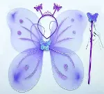 Lila Mor Kelebek Kız Seti – 50 cm Kelebek Kanadı, Taç ve Asa-2