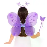 Lila Mor Kelebek Kız Seti – 50 cm Kelebek Kanadı, Taç ve Asa-1