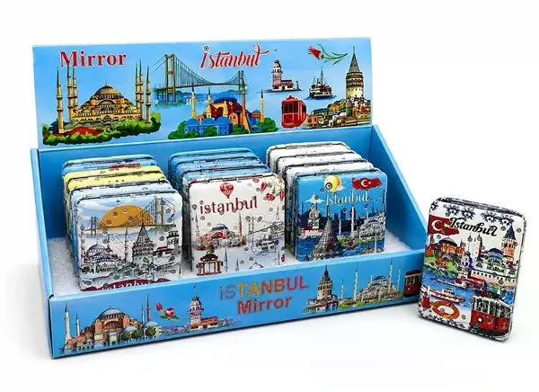 Taşlı İstanbul Temalı Kalın El Aynası Alk5822