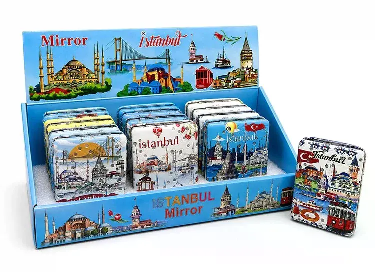 Taşlı İstanbul Temalı Kalın El Aynası Alk5822
