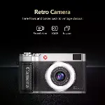 4K Çantalı Dijital Retro Video Kamera 48MP 16X Zoom Işıklı (32GB) Kart Dijital Fotoğraf Makinesi siyah-3