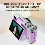 4K Çantalı Dijital Retro Video Kamera 48MP 16X Zoom Işıklı (32GB) Kart Dijital Fotoğraf Makinesi Mor-2