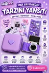 4K Çantalı Dijital Retro Video Kamera 48MP 16X Zoom Işıklı (32GB) Kart Dijital Fotoğraf Makinesi Mor-1