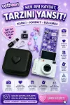 4K Çantalı Dijital Retro Video Kamera 48MP 16X Zoom Işıklı (32GB) Kart Dijital Fotoğraf Makinesi Beyaz-1