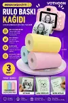 Çocuk Fotoğraf Makinesi Yedek Termal Baskı Kağıdı Renkli (3 Lü Rulo) – 57x25mm-1