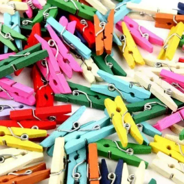 50'li Renkli Ahşap Mandal 3.5cm (12'li Paket-600 Adet)