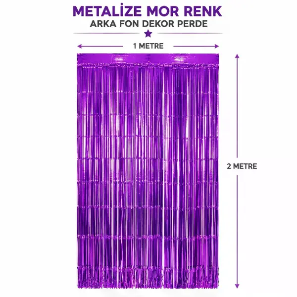 Mor Metalize Parti Perdesi 100x200 cm – Kapı ve Arka Fon Perdesi