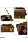 Nostaljik Tasarım Plak Çalar Görünümlü Radyolu Bluetooth Hoparlör Retro Müzik Plak-4