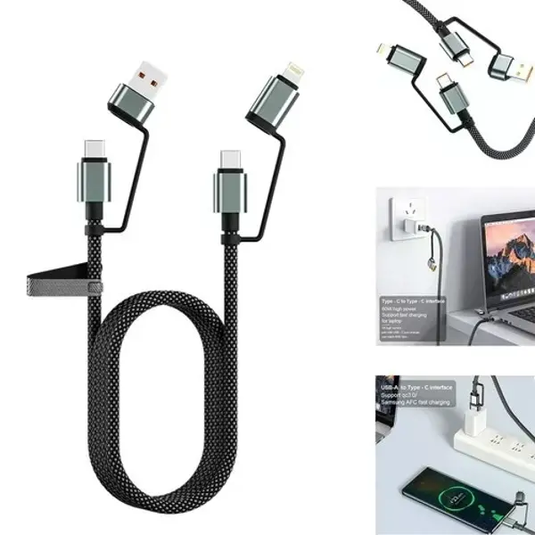 4’ü 1 Arada 100W Akıllı Tasarım Yüksek Dayanıklılık Çoklu Uyumlu Örgülü Hızlı Şarj Kablosu