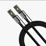 LED Fener ve Alevsiz Çakmak Fonksiyonlu Type-C Şarj ve Data Kablosu 120 cm Siyah-4