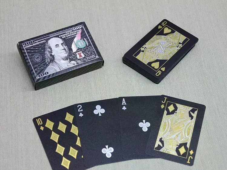 Gümüş Dolar Tasarımlı Siyah İskambil Oyun Kartı Alk4337