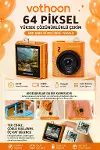 Mini Dijital Kamera 64MP 16x Digital Zoom Retro Vintage 1.4’’Ekranlı Video Kamera Taşınabilir Tasarım Turuncu-1