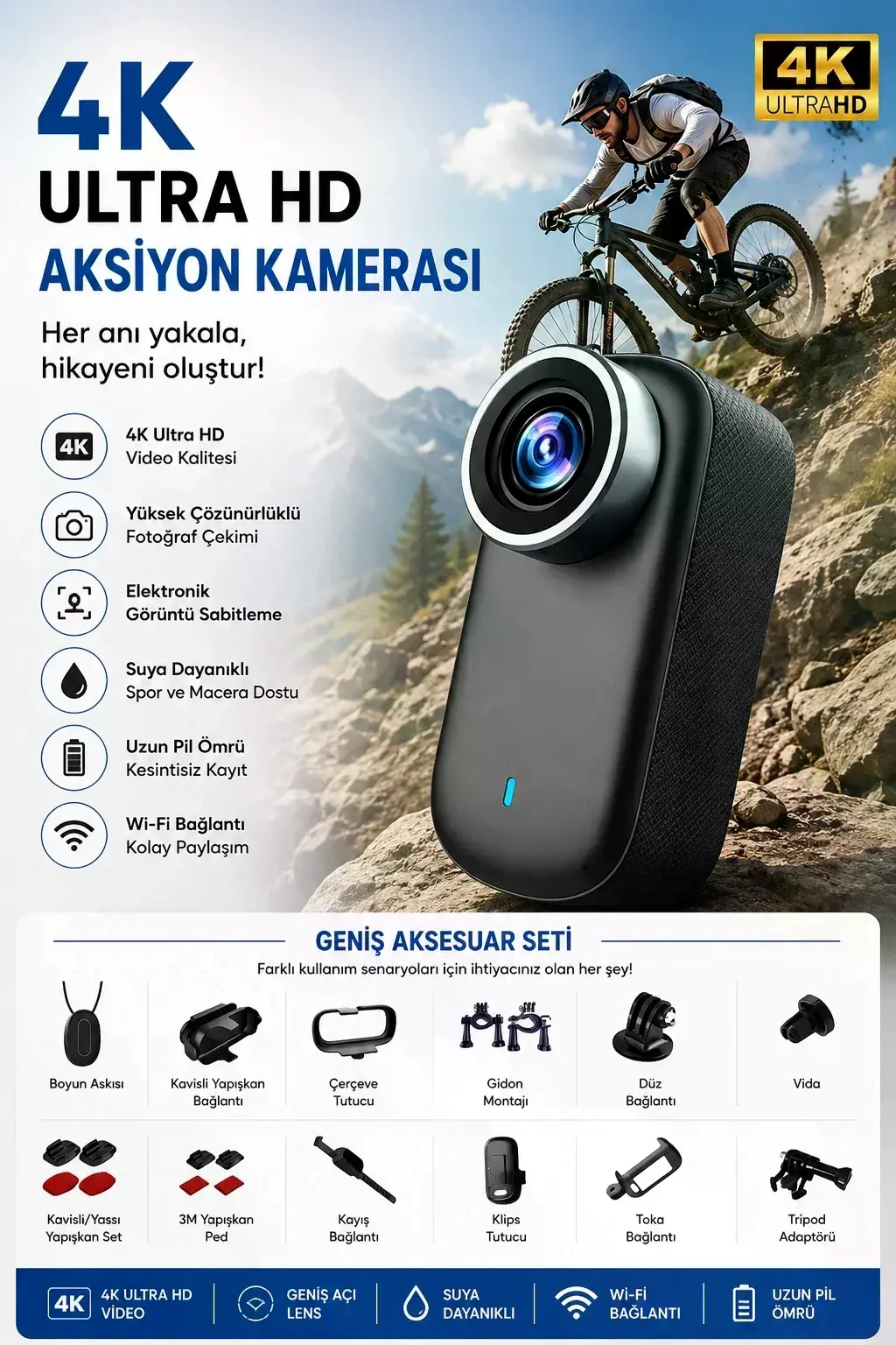 4k Ultra Hd Mini Wıfı Aksiyon Kamerası Taşınabilir Vücut Kamerası 1.47’hd Ekranlı Giyilebilir Video Kaydedici