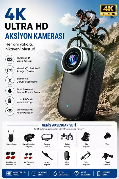 4k Ultra Hd Mini Wıfı Aksiyon Kamerası Taşınabilir Vücut Kamerası 1.47’hd Ekranlı Giyilebilir Video Kaydedici