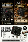 Nostaljik Tasarımı Retro Görünüm Kare Mini Foto Video Kamera 1080P Full HD 32GB Kart Hediyeli-3