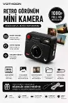 Nostaljik Tasarımı Retro Görünüm Kare Mini Foto Video Kamera 1080P Full HD 32GB Kart Hediyeli-4