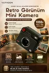 Nostaljik Tasarımı Retro Görünüm Kare Mini Foto Video Kamera 1080P Full HD 32GB Kart Hediyeli-1