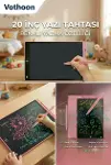 20 Inc Renkli Lcd Grafik Dijital Kalemli Çizim Tableti Yazı Tahta Not Yazma Eğitim Tableti Pembe-2