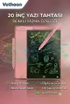 20 Inc Renkli Lcd Grafik Dijital Kalemli Çizim Tableti Yazı Tahta Not Yazma Eğitim Tableti Pembe-3