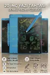 20 Inc Renkli Lcd Grafik Dijital Kalemli Çizim Tableti Yazı Tahta Not Yazma Eğitim Tableti Mavi-3