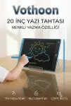 20 Inc Renkli Lcd Grafik Dijital Kalemli Çizim Tableti Yazı Tahta Not Yazma Eğitim Tableti Mavi-4