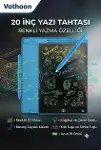 20 Inc Renkli Lcd Grafik Dijital Kalemli Çizim Tableti Yazı Tahta Not Yazma Eğitim Tableti Mavi-1