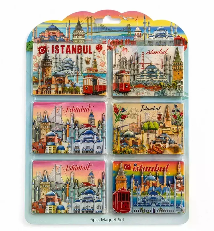 İstanbul Temalı Ahşap Buzdolapı Süsü Magnet 6'lı Set Alk5808