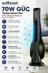 Turbo Smart Akıllı Fan Led Ekranlı Kumandalı 90° Hareketli Serinletici Soğutucu Kule tipi Vantilatör-1