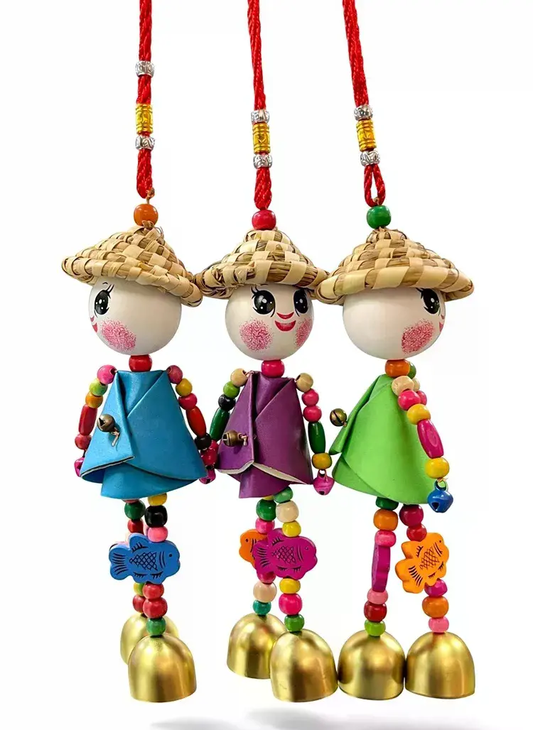 Renkli Boncuklu Şapkalı Bebek Rüzgar Çanı Alk5383