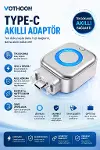 Akım Korumalı Type-C Akıllı Şarj Ayırıcı Otomatik Şarj Kesici Batarya Koruma Adaptörü Hızlı Şarj Destekli-1