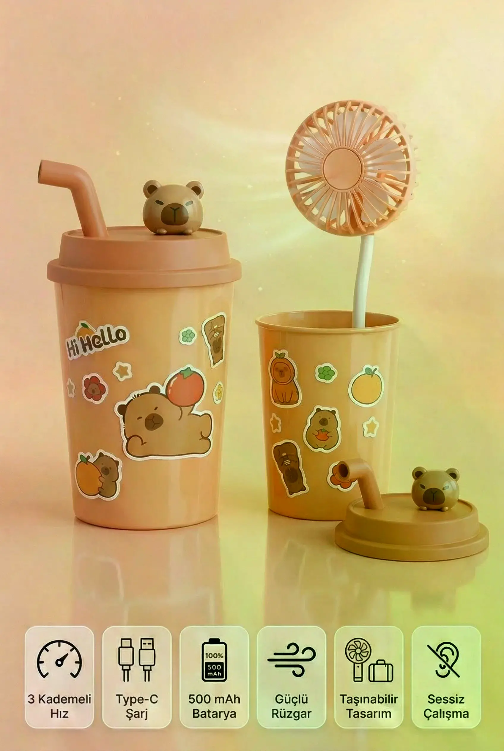Bardak Model Mini Ayıcıklı Fan