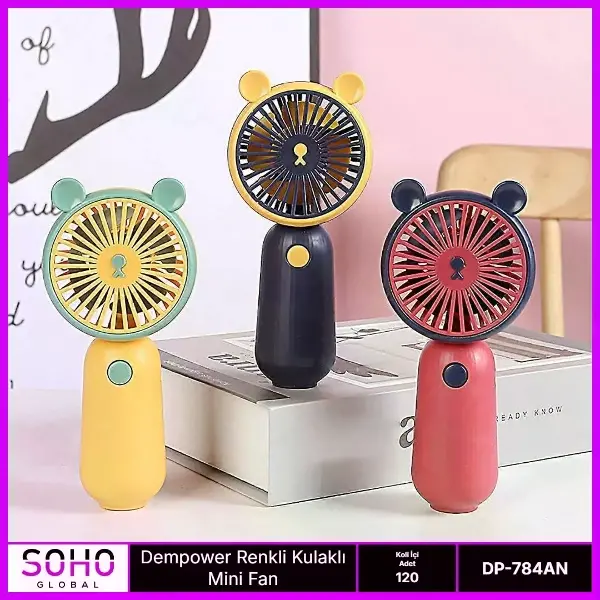 Renkli Kulaklı Mini Fan