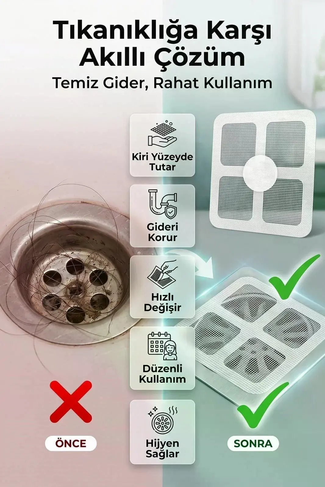 Gider Kapatıcı Pislik Tutucu Kendinden Yapışkanlı Gider Kapağı