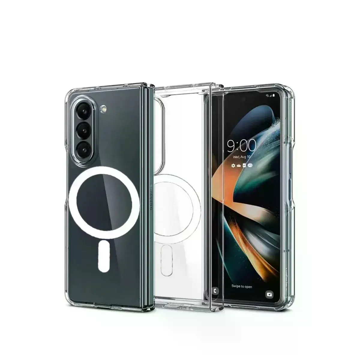 Samsung Galaxy Z Fold 5 Kılıf Magneticsafe Şeffaf Silikon - Şeffaf
