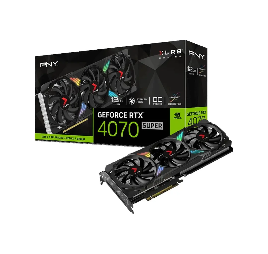 PNY NVIDIA GeForce RTX 4070 Super XLR8 Gaming Verto EPIC-X RGB OC VCG4070S12TFXXPB1-O 12 GB GDDR6X 192 Bit Ekran Kartı