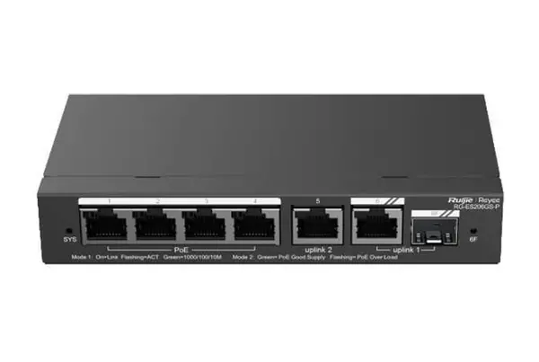 Ruijie Reyee RG-ES206GS-P 4 Port Poe 54W 1Xrj45 Uplink +1xsfp Combo Uplink Gigabit Poe Yönetilebilir Switch