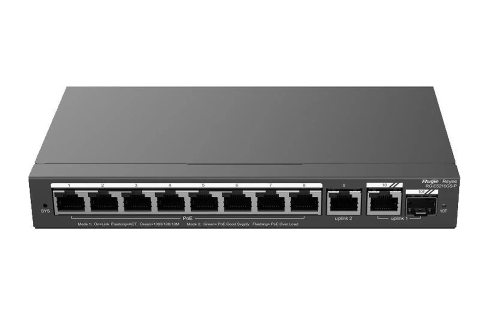 Ruijie Reyee Rg-es210gs-p 8 Port 1ge Comfo Sfp + 1ge Uplink Gigabit Poe Switch