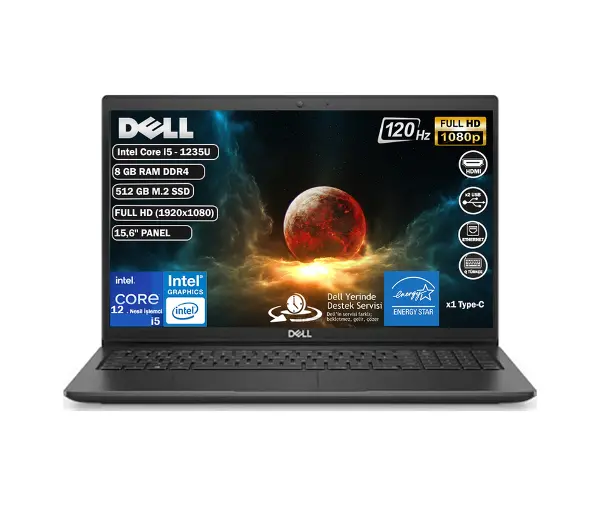 Dell Vostro 3520 N1611PVNB3520U İ5- 1235U 8 GB 512 GB SSD 15.6" Ubuntu FHD Dizüstü Bilgisayar