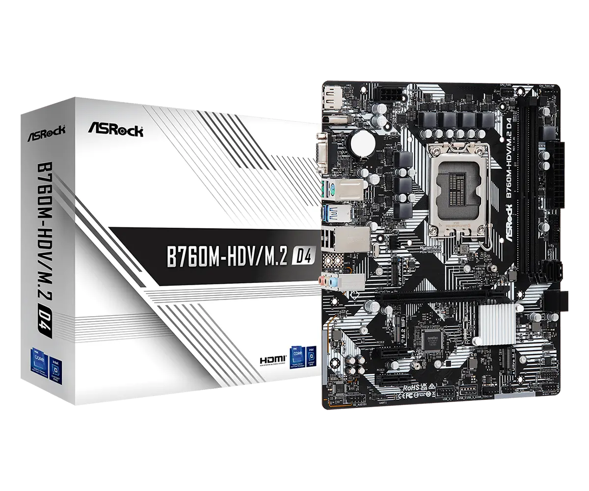 ANAKART - 90-MXBL40-A0UAYZ- B760M-HDV/M.2 D4