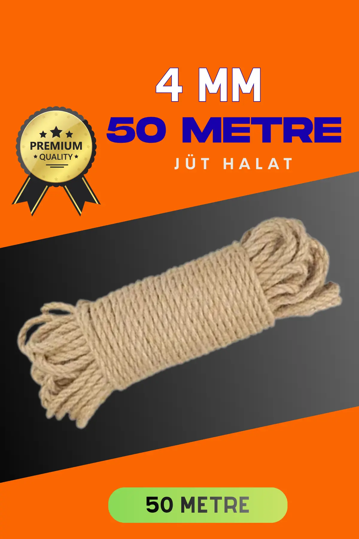 4 MM 50 Metre Jüt Halat Dekoratif Hasır İp Urgan Süs