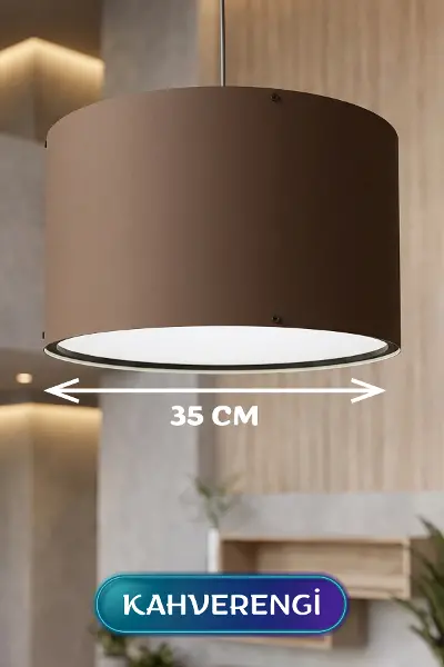 Kahverengi Kumaş Başlıklı Sarkıt Avize 35 CM