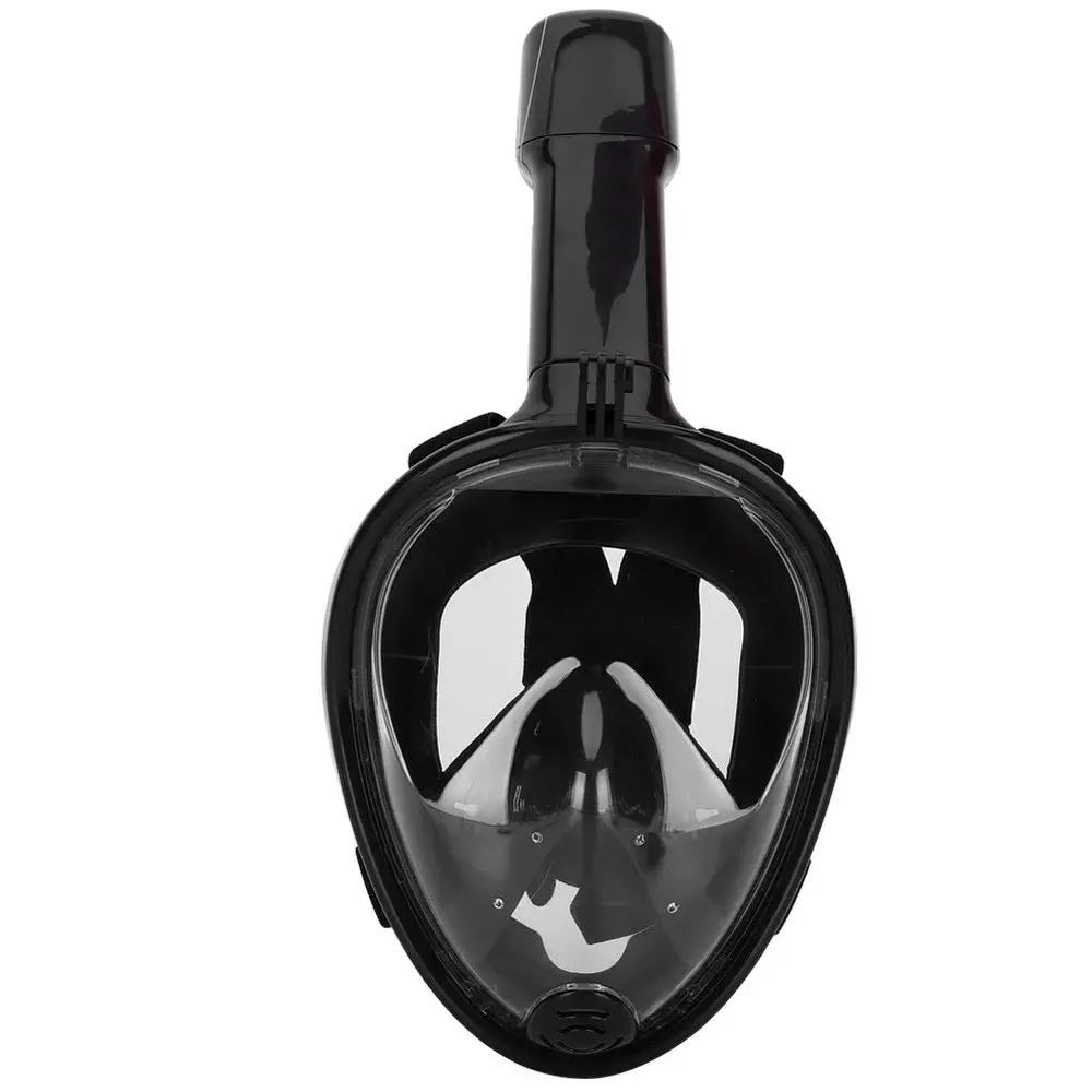 Full Face Şnorkel Maske Su Altı Maskesi Anti-sis Aksiyon Kamera Takılabilir Siyah L/xl