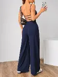 Kadın Omuzdan Askılı Sırtı Açık Bol Kesim Janjan Krep Tulum-3
